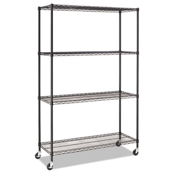 Alera® Nsf Certified 4-shelf Wire Shelving Kit With Casters, 48w X 18d X 72h, Black freeshipping - TVN Wholesale